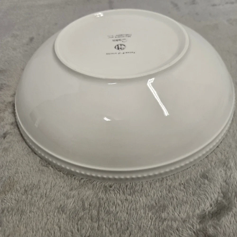 Eaton Fine Dining Casa White Beaded Rim 9 Inch Pasta Bowl Ceramic Microwave Safe